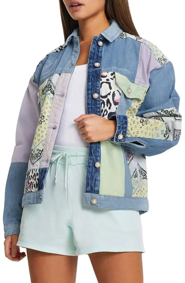 River Island Moondust Mash-Up Denim Jacket - Blue