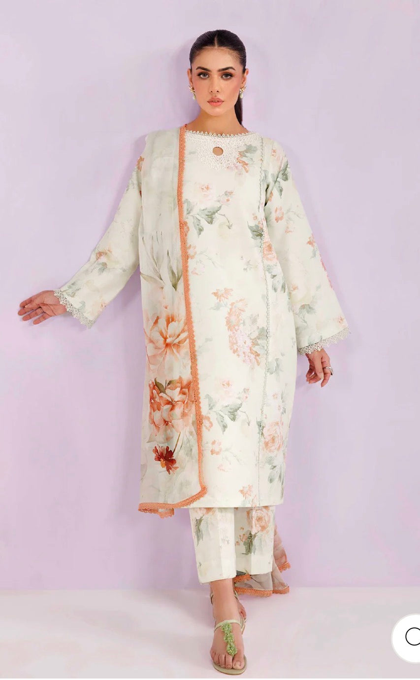 Farasha by baroque embroided lawn 3pc