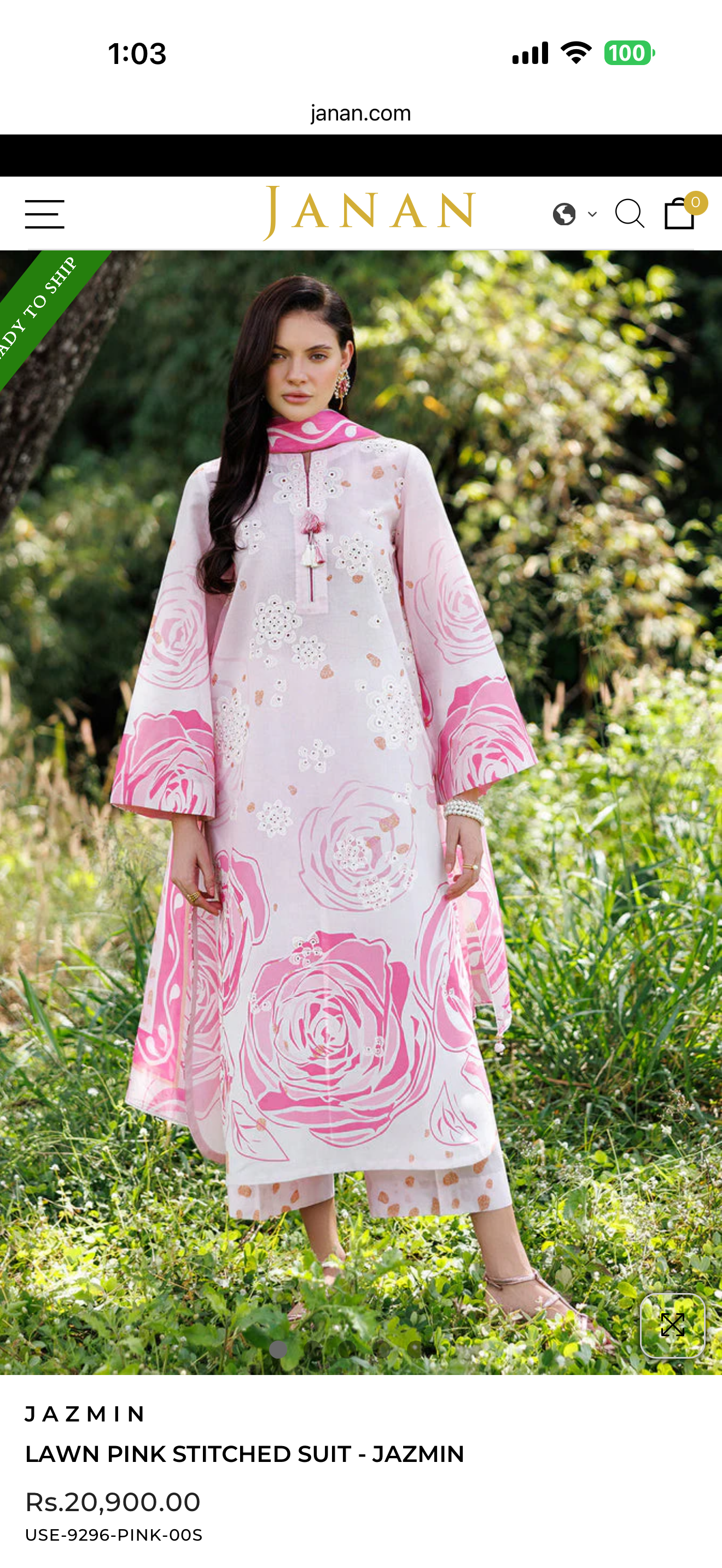 Jazmine embroided lawn 3pc