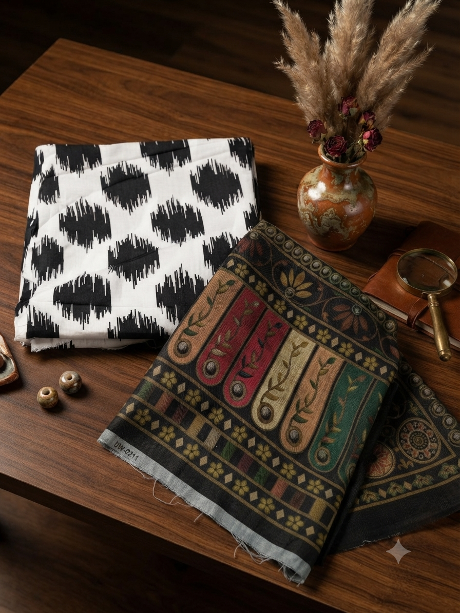 Sale Jazmin printed linen 3Pc with printed wool shawl winter