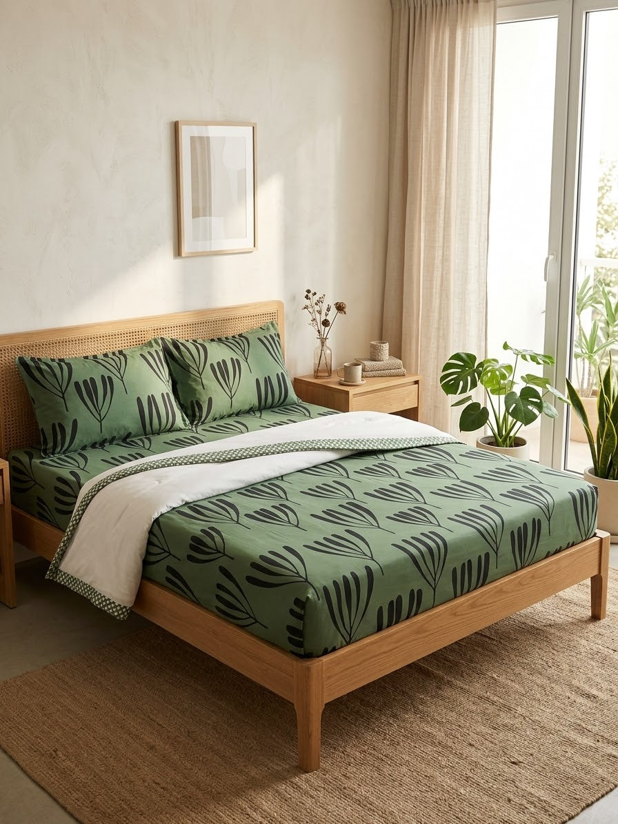 pure cotton stuff king size bed sheet with 2 pillow covers