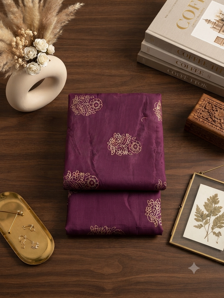 Block printed raw silk 2 pc