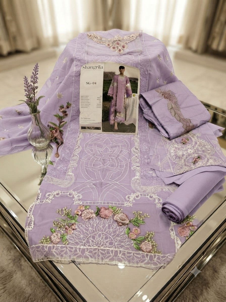Parishay luxury embroidered lawn 3pc