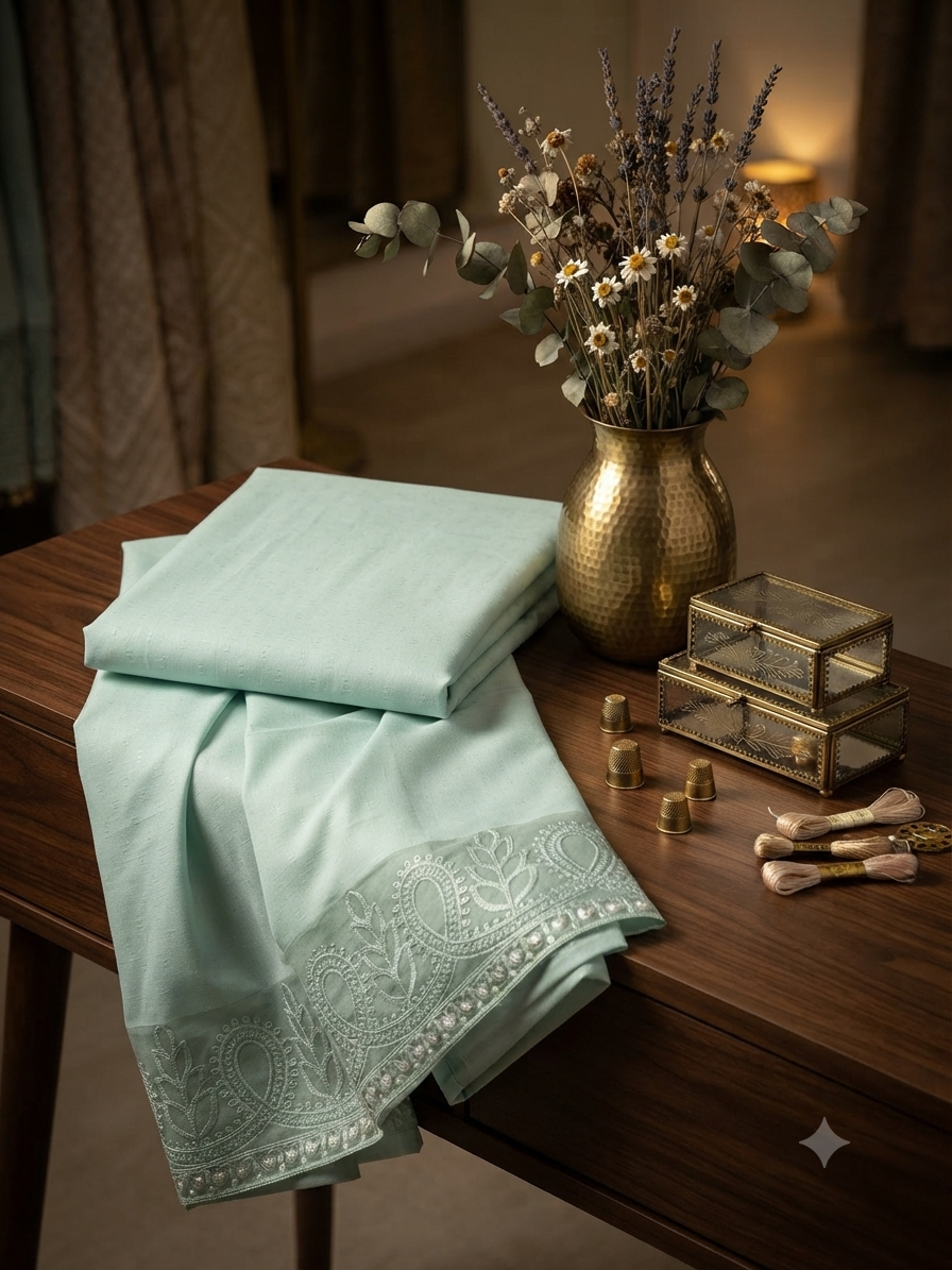 Sale Maria b texture lawn 2 PC shirt and trouser with embroided patche
