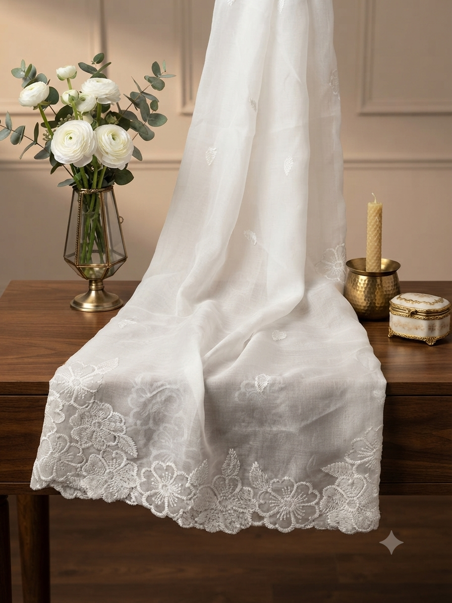 Sale embroided chiffon dupatta 2 sided