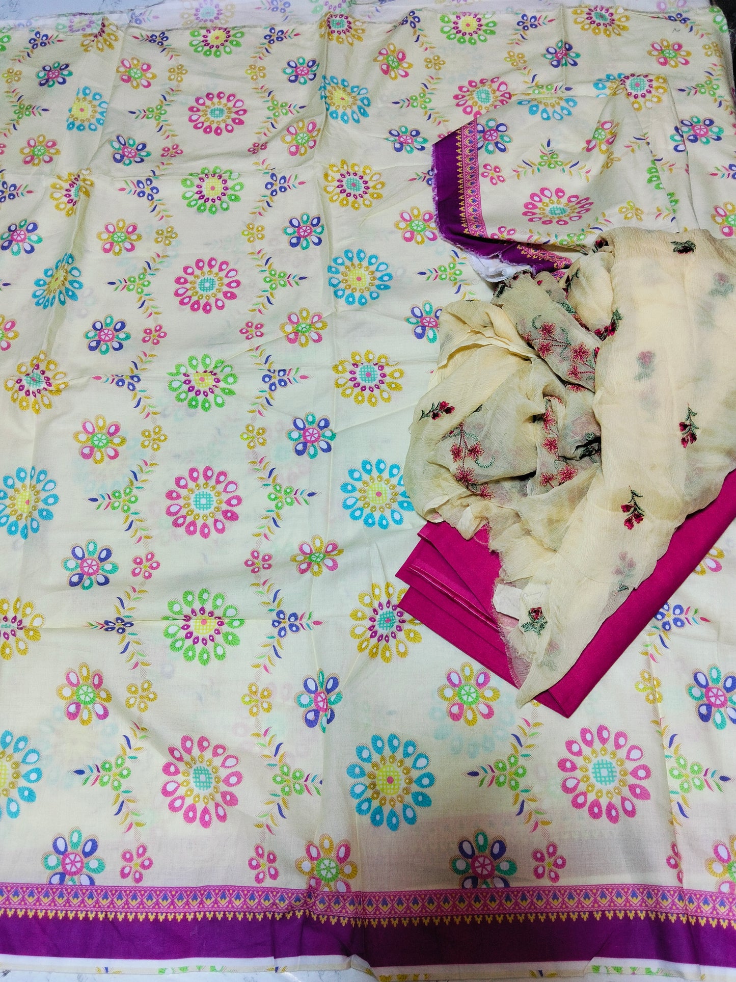 Sale printed lawn 2pc+breeze embroided pure chiffon