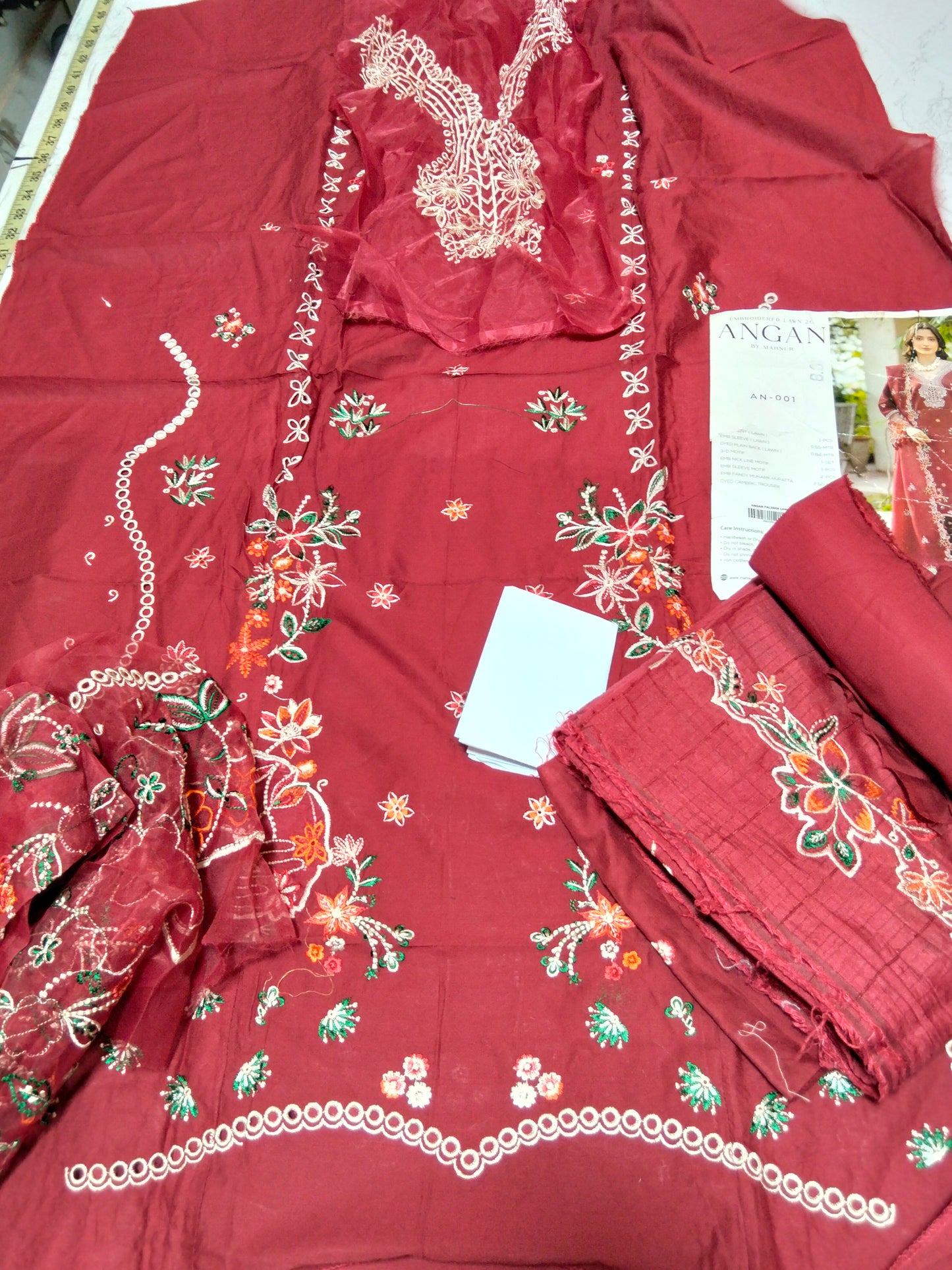 Sale Angan by mahnur luxury embroided lawn 3pc with embroided patches