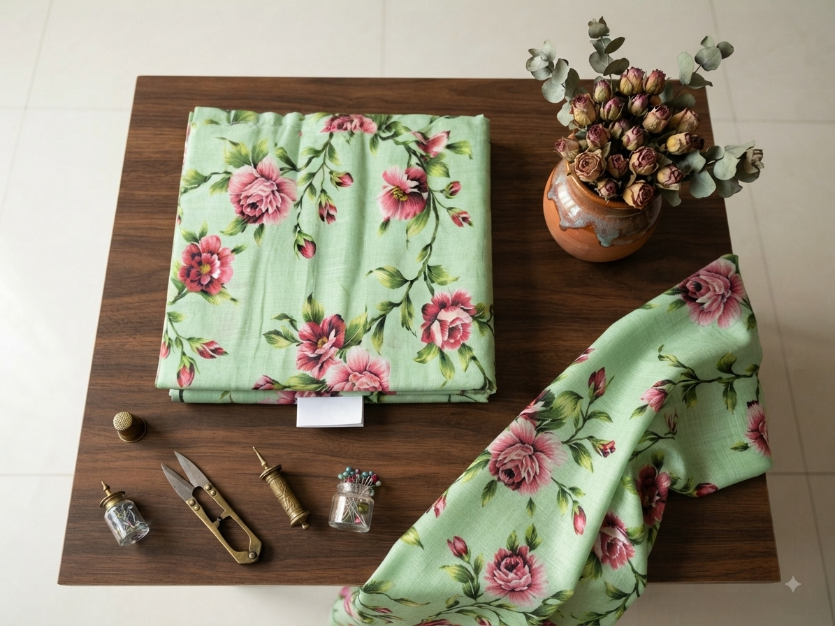 SALE Ethnic printed khadar 2 PC shirt and trouser unstitched