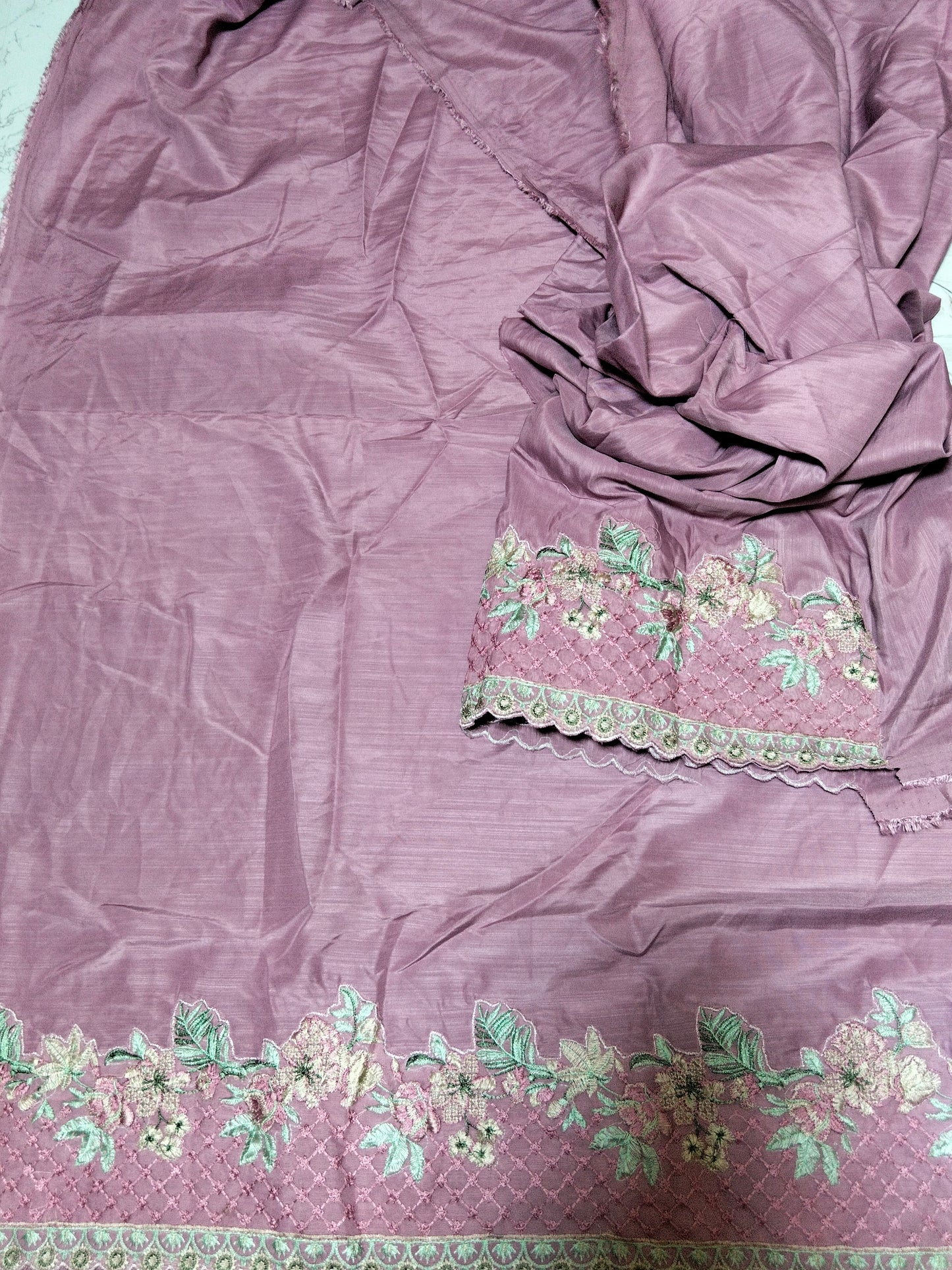Raw silk luxury embroided lawn 2pc