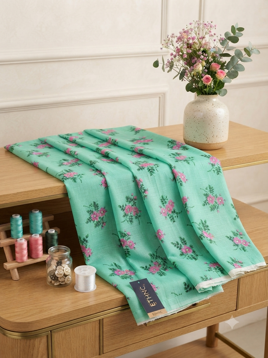 Ethnic 💯 original printed raw silk allover unstitch 2pc