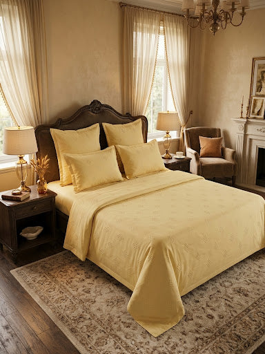 Bareeze home embroided cotton king size bedsheet with 2 pillow covers and 1 cushion cover