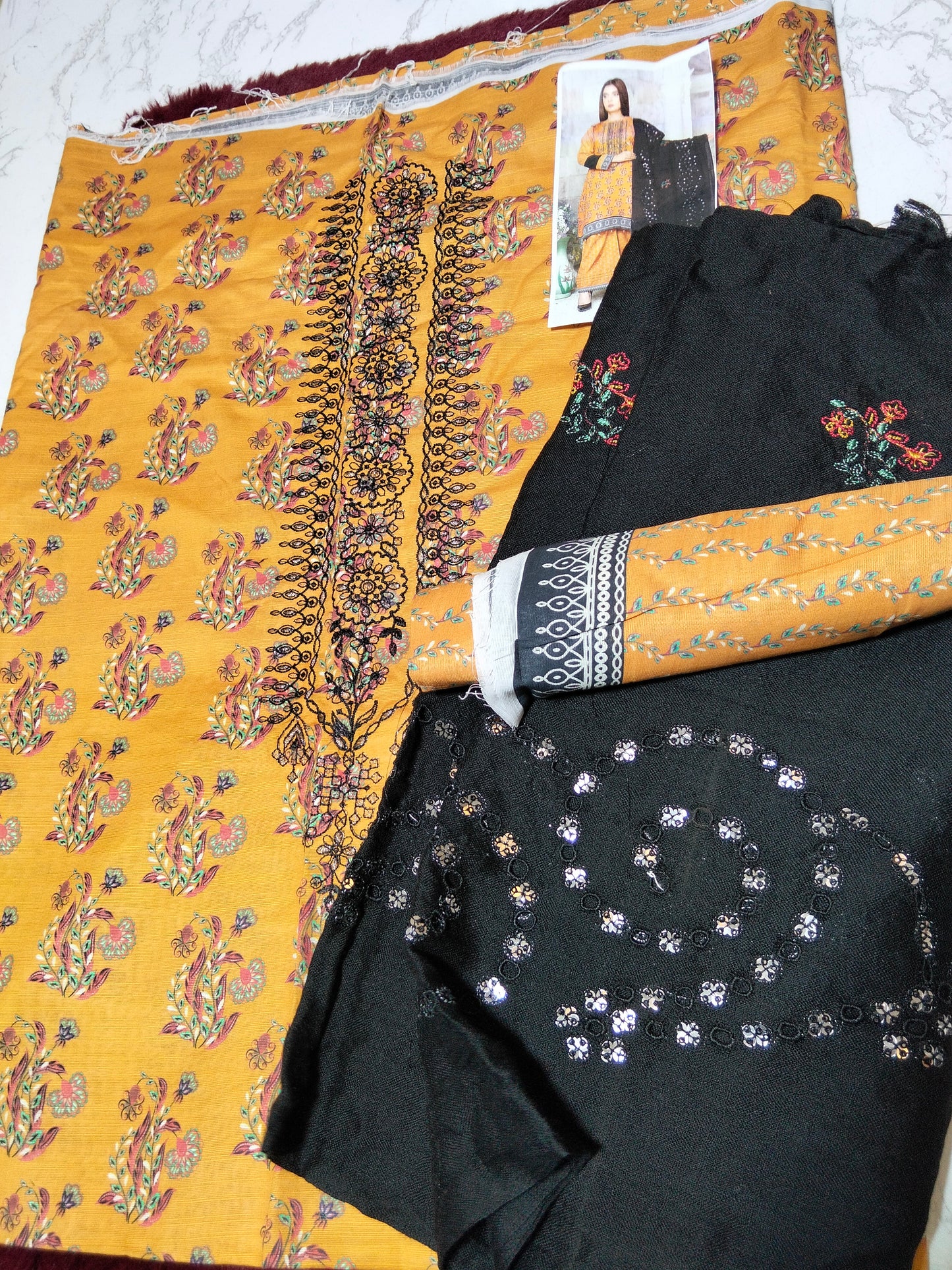 Sale embroided khaddar shirt and trouser with embroided wool shawl