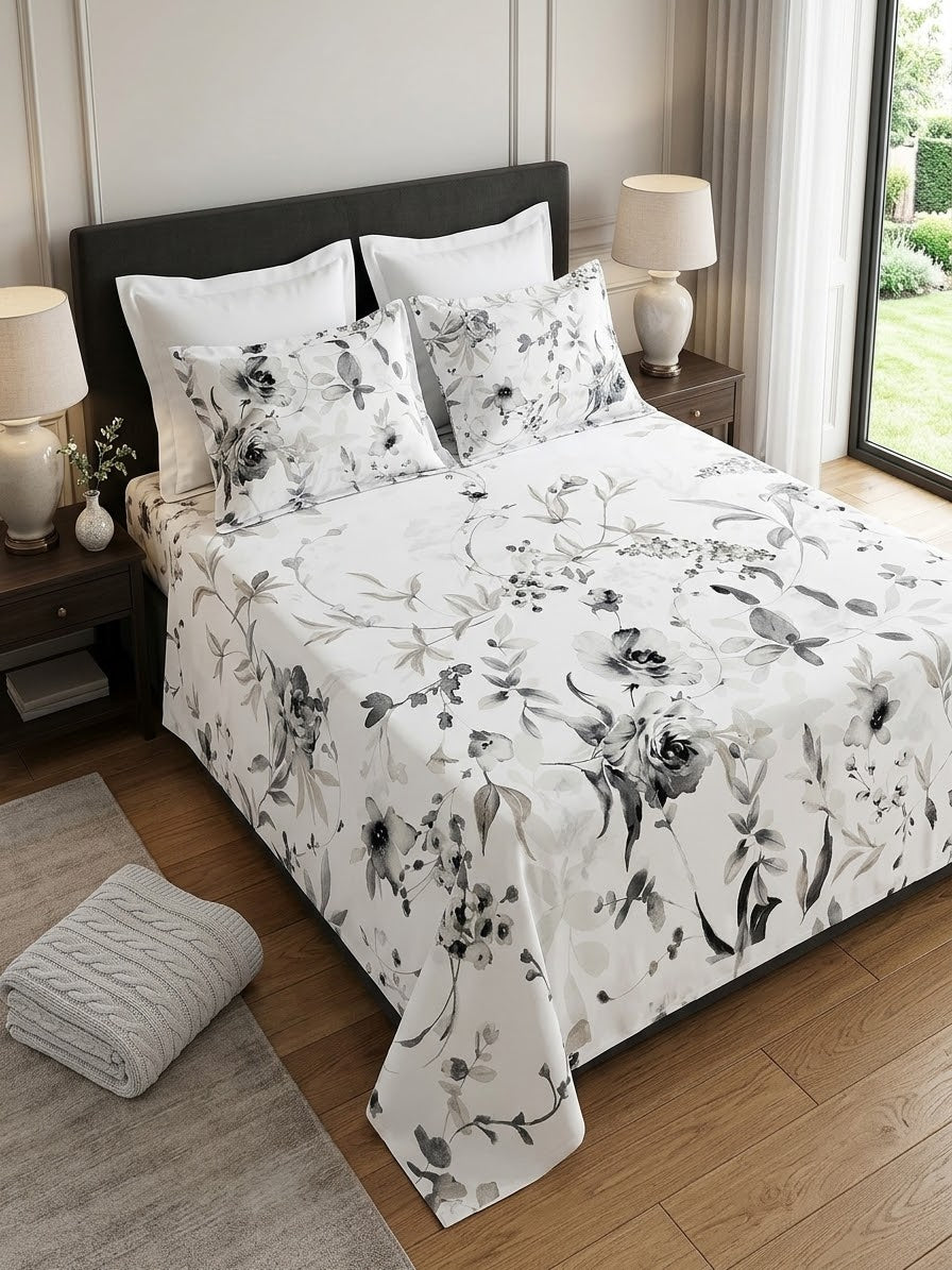 pure cotton stuff king size bed sheet with 2 pillow covers