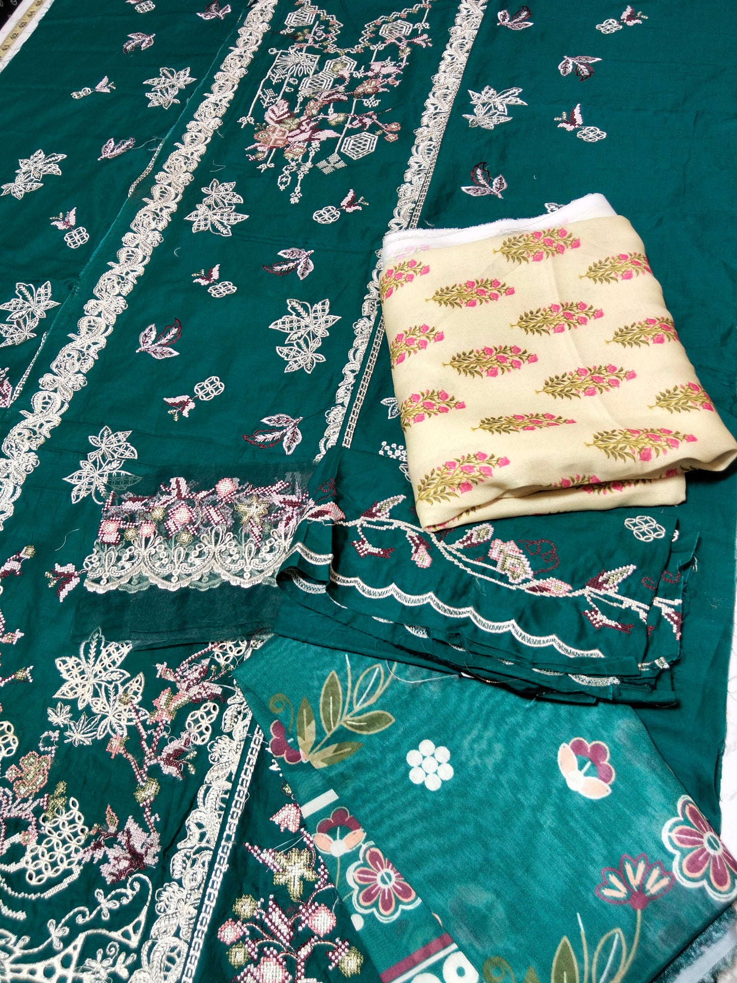 Sale Nureh embroidered lawn shirt and silk Duppata+ Winter Printed Duppata