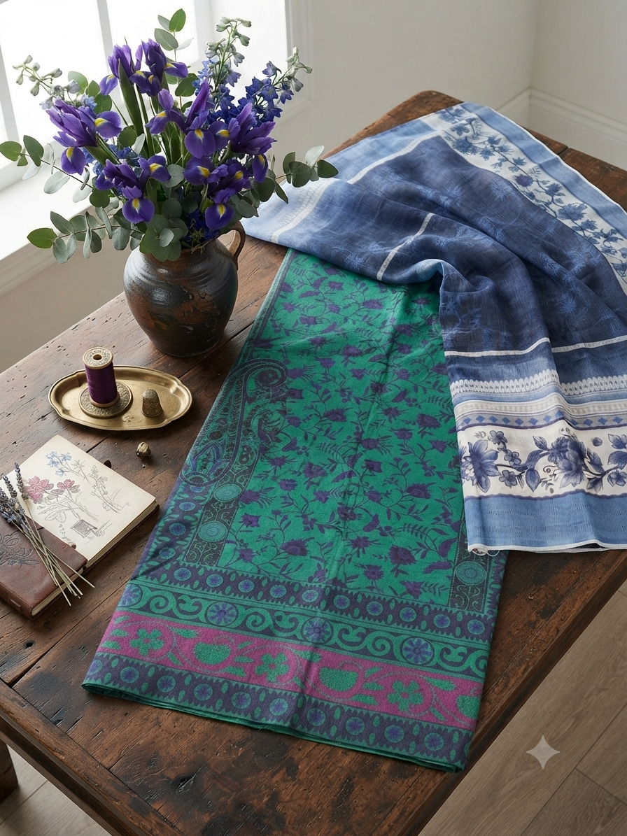 Sale Xenia silk printed shirt and printed Khadi net Dupatta