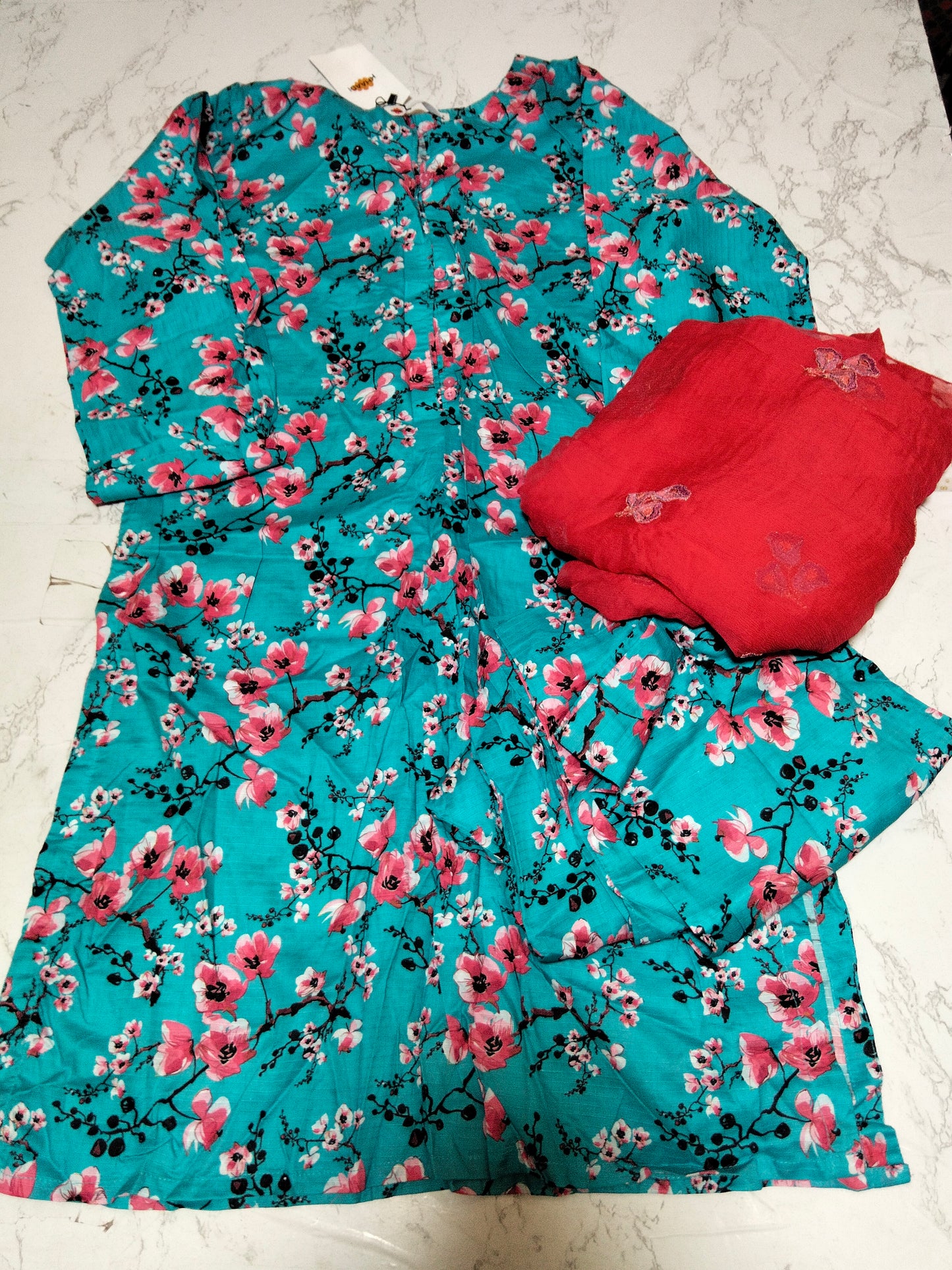 Sale Khadi stitch small 2pc+Breeze pure chiffon dupatta