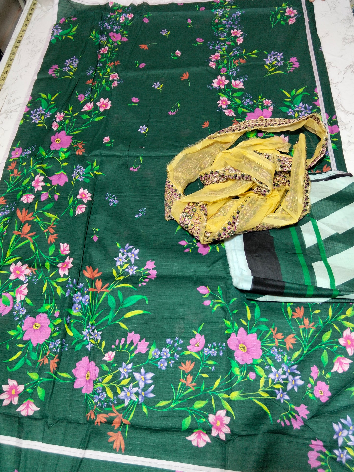 Sale printed lawn 2pc shirt and dupatta with embroided patches