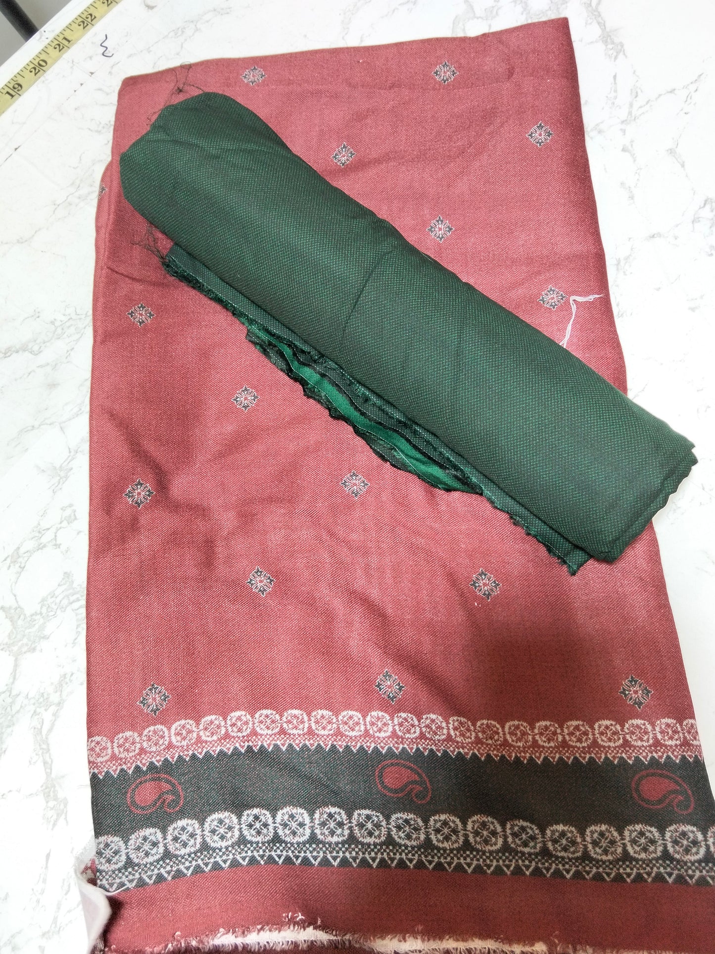 Sale Jazmin by Baroque printed linen shirt and trouser with printed wool shawl