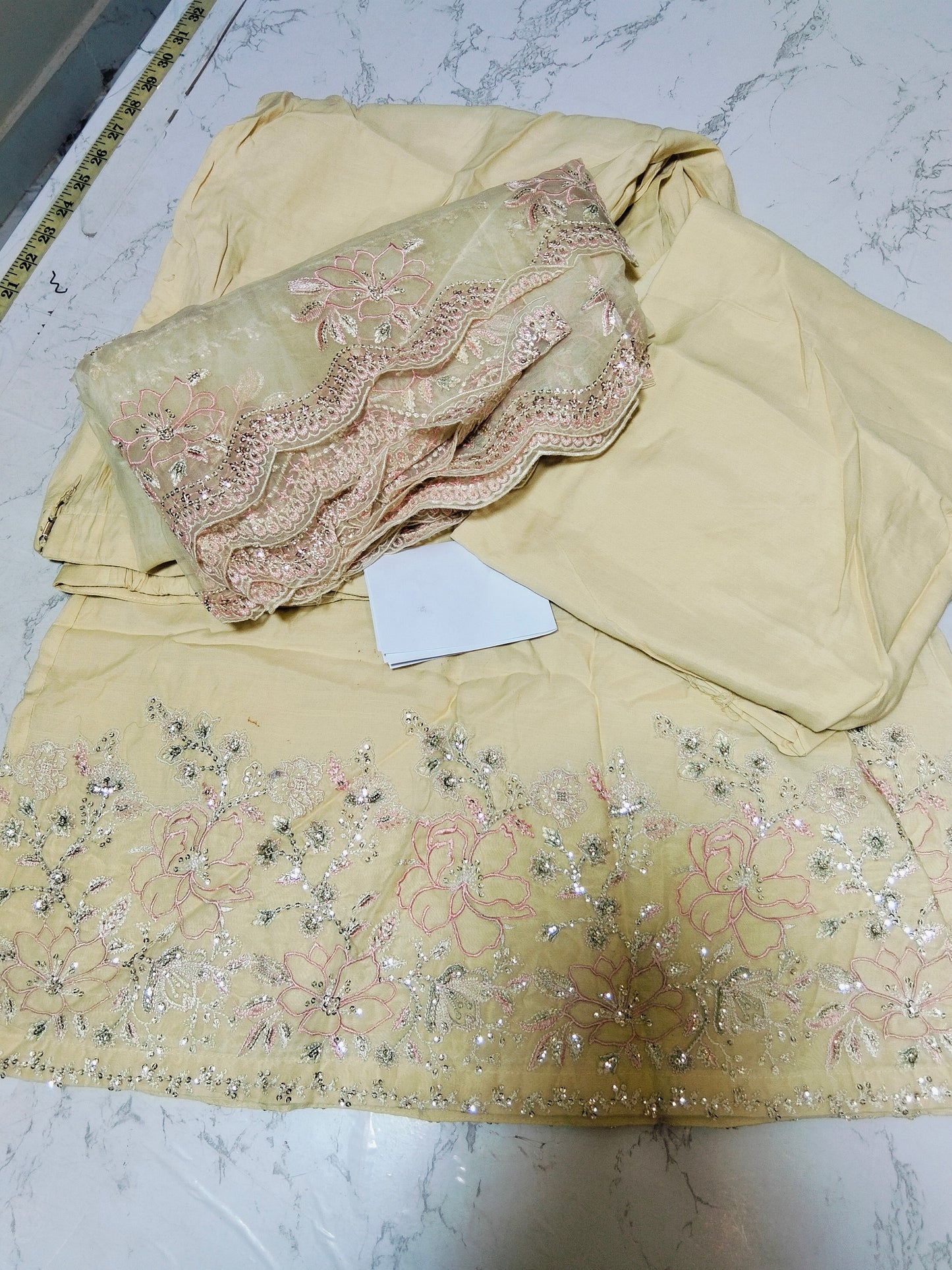 Sale luxury embroided 3pc (stitch trouser large) ready to wear Dupatta unstitched Shirt