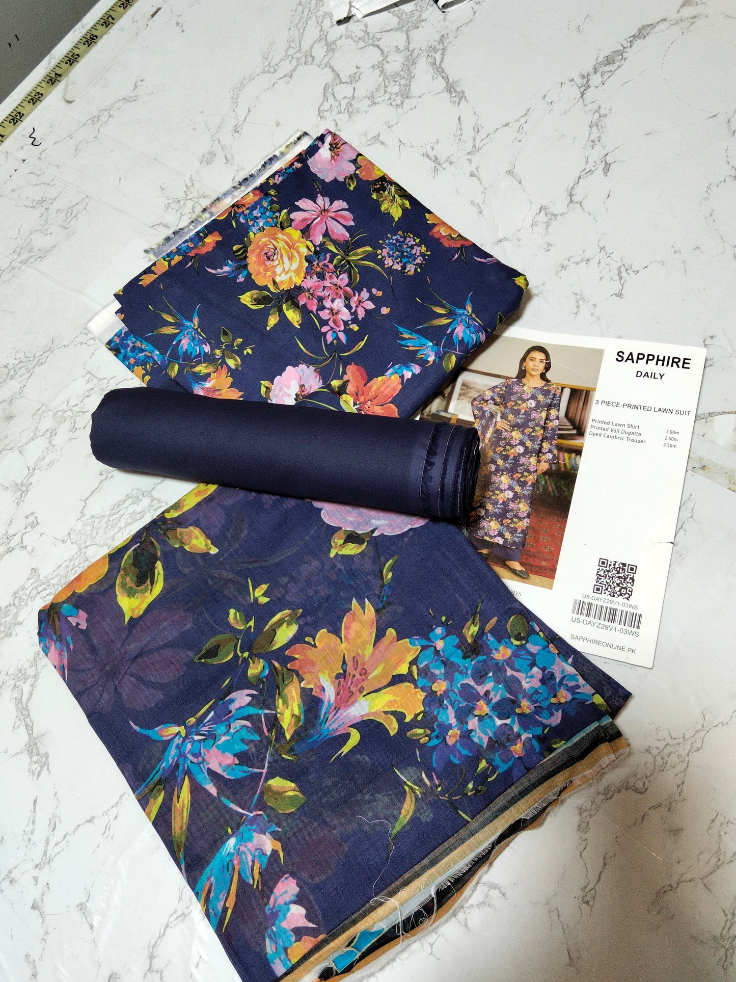 Sale printed lawn 3pc with plain trouser
