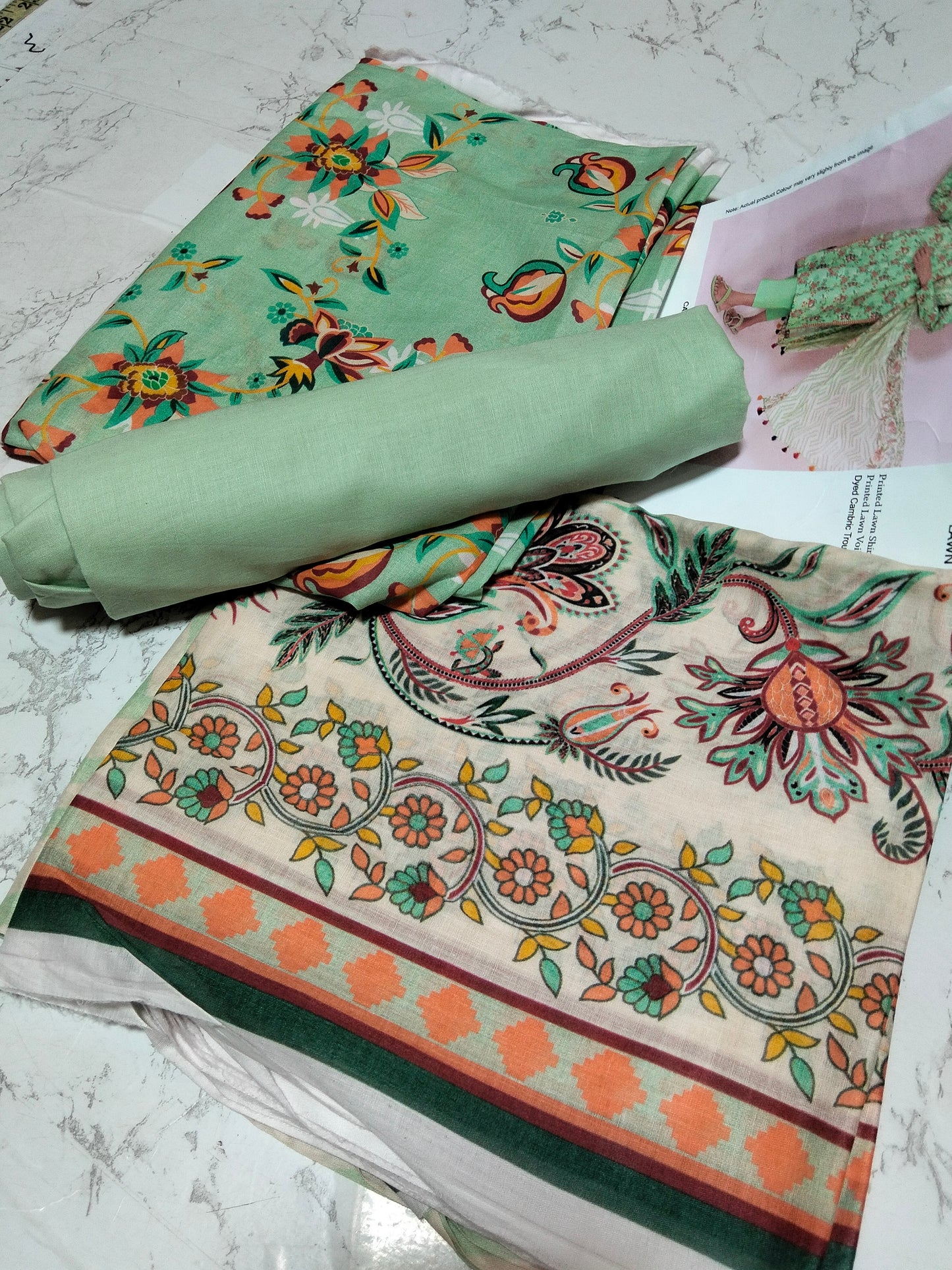 Sale printed lawn 3pc with plain trouser