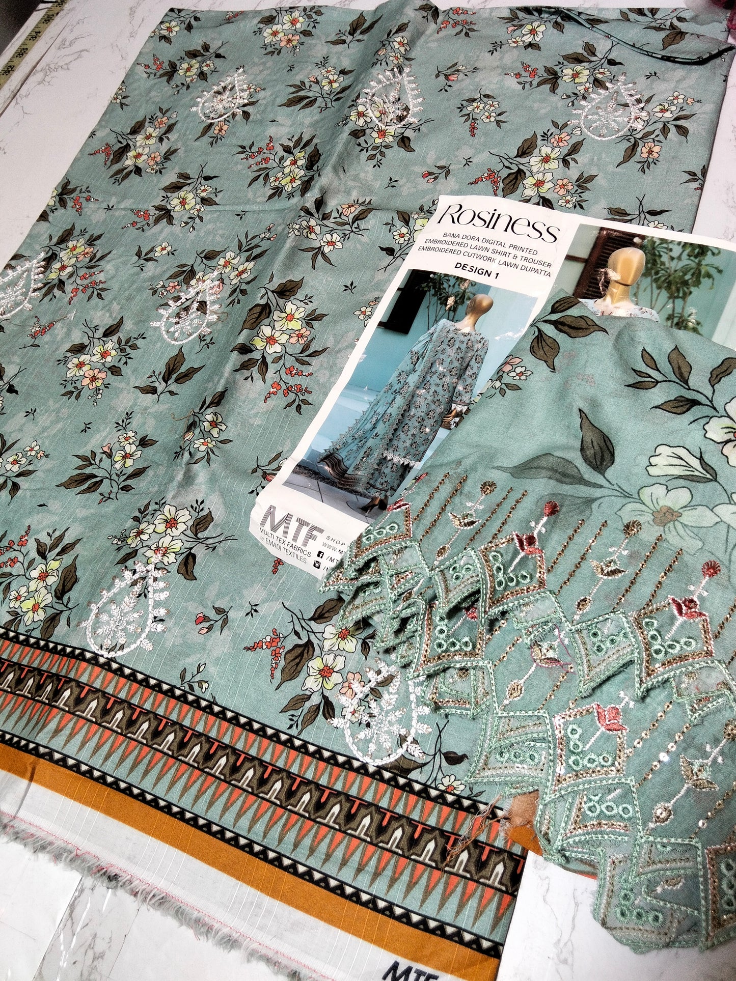 Sale Mtf Allover Embroidered/Printed Lawn 3pc with Cutwork Lawn Dupatta