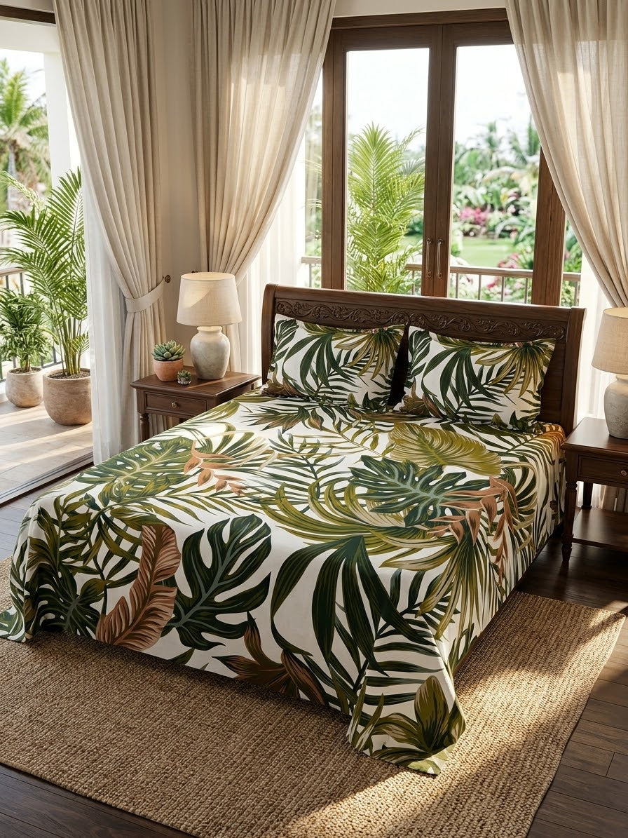 pure cotton stuff king size bed sheet with 2 pillow covers