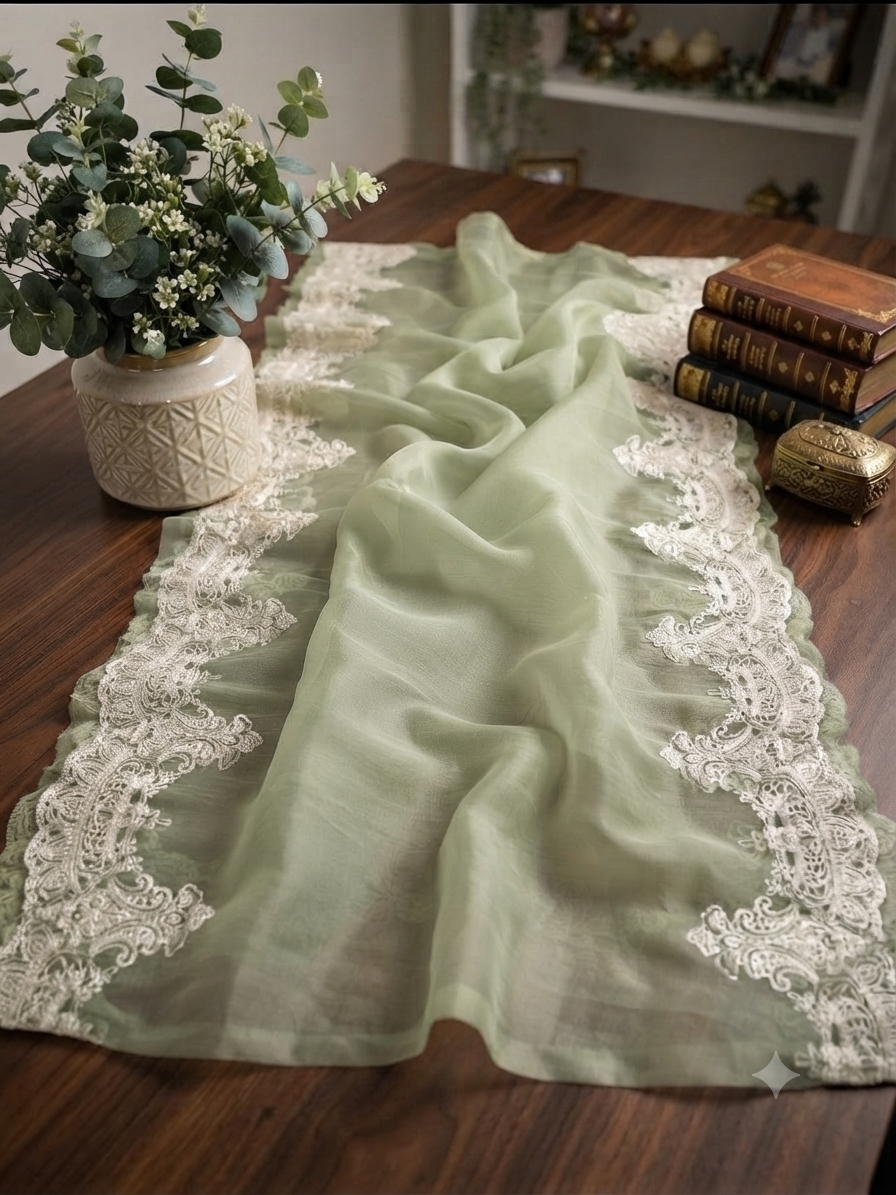 Sale Sana Safinaz embroided Organza Fabric dupatta