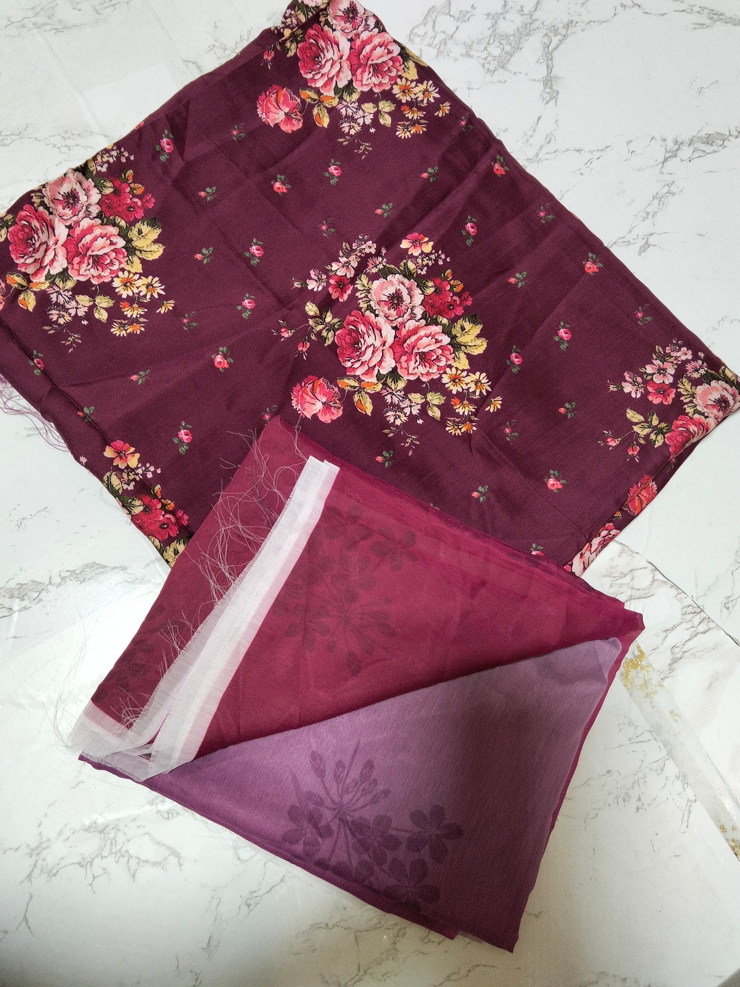 Sale printed linen 3pc with printed chiffon dupatta