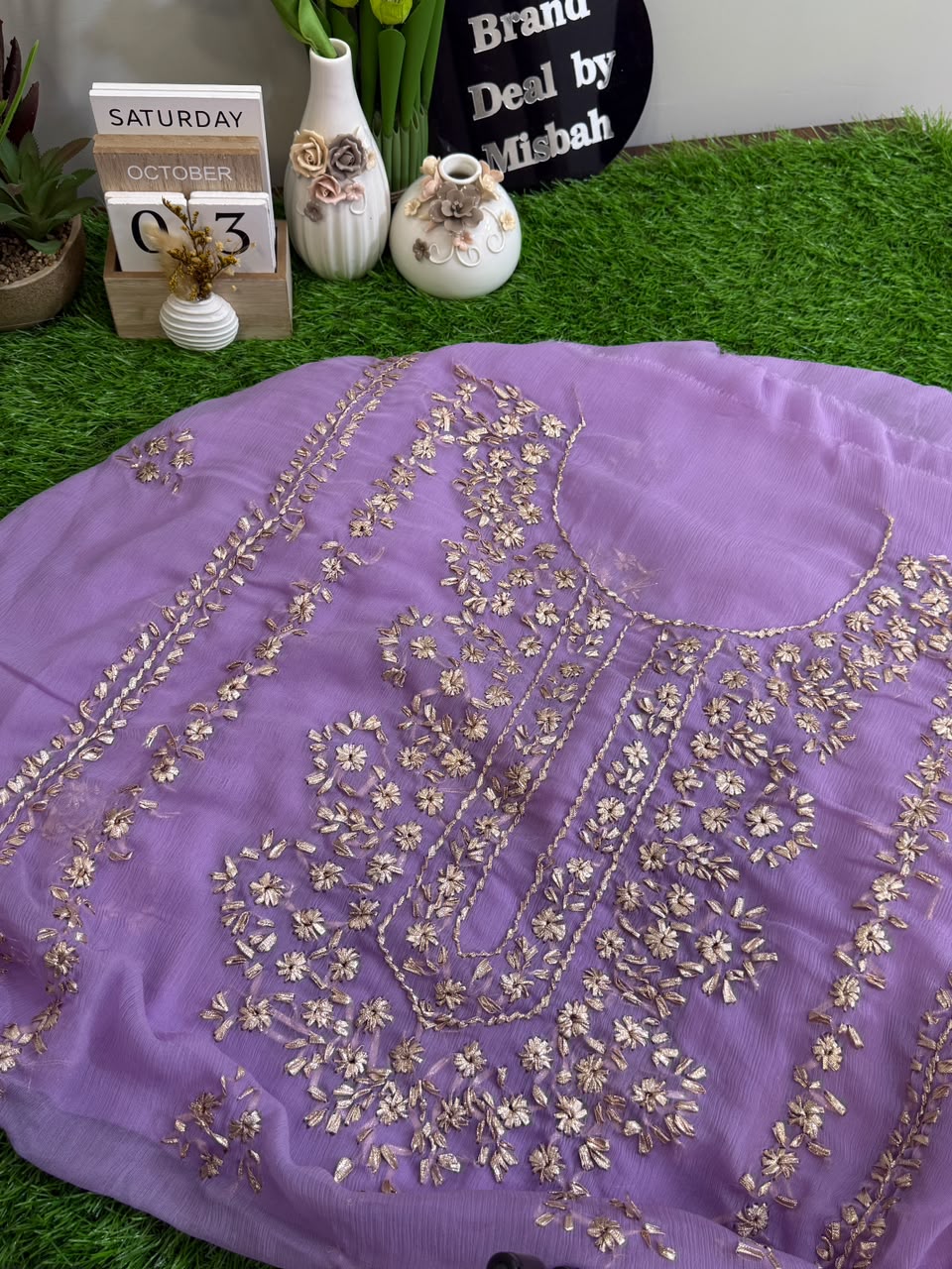 Luxury chiffon gotta work Shirt and Dupatta (k)