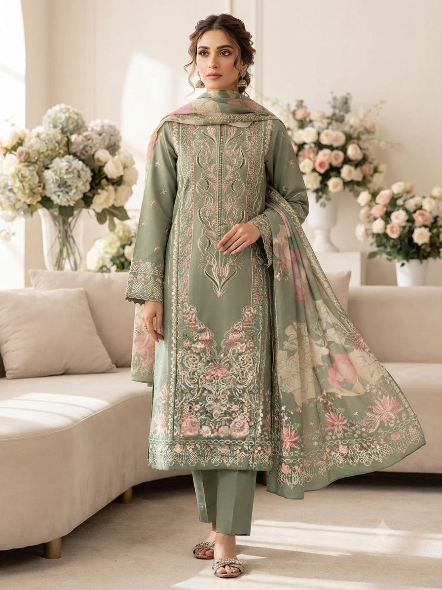 Nureh Riaz arts luxury embroidered lawn