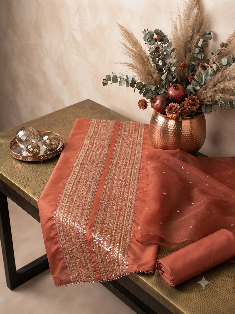 Batik embroided lawn 3pc with plain trouser and embroided net Dupatta