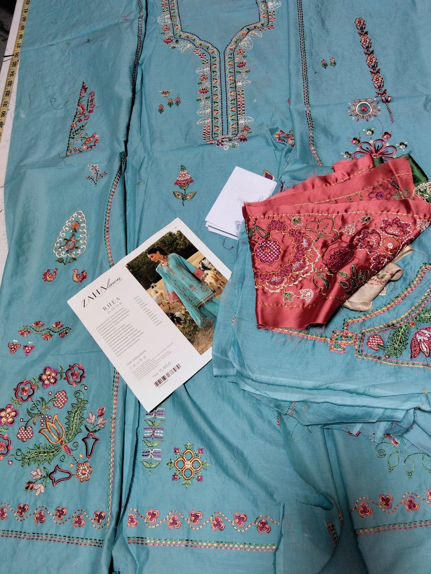 Sale zaha luxury embroided lawn 3pc with embroided patches (RHEA)