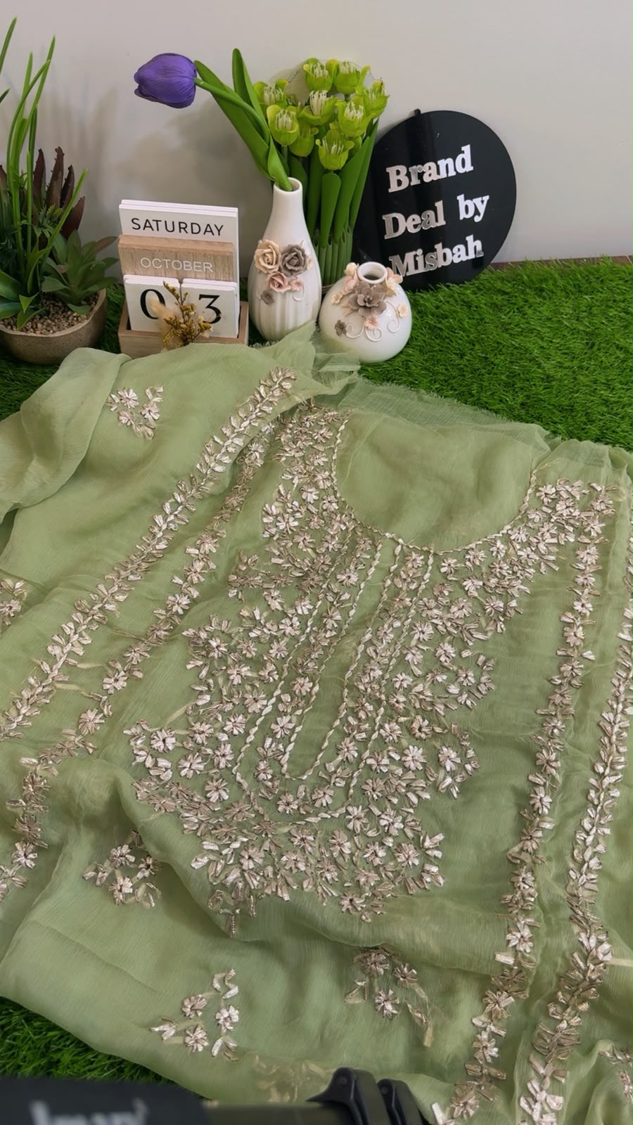 Luxury chiffon gotta work Shirt and Dupatta (h)