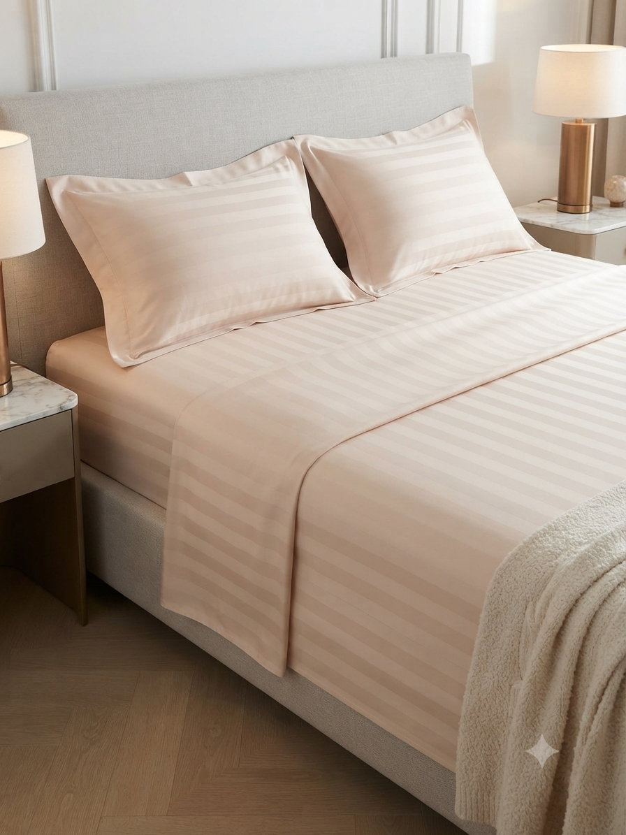 Fitted bed sheet & 2 pillow covers leather embosed cotton satin stuff
king size