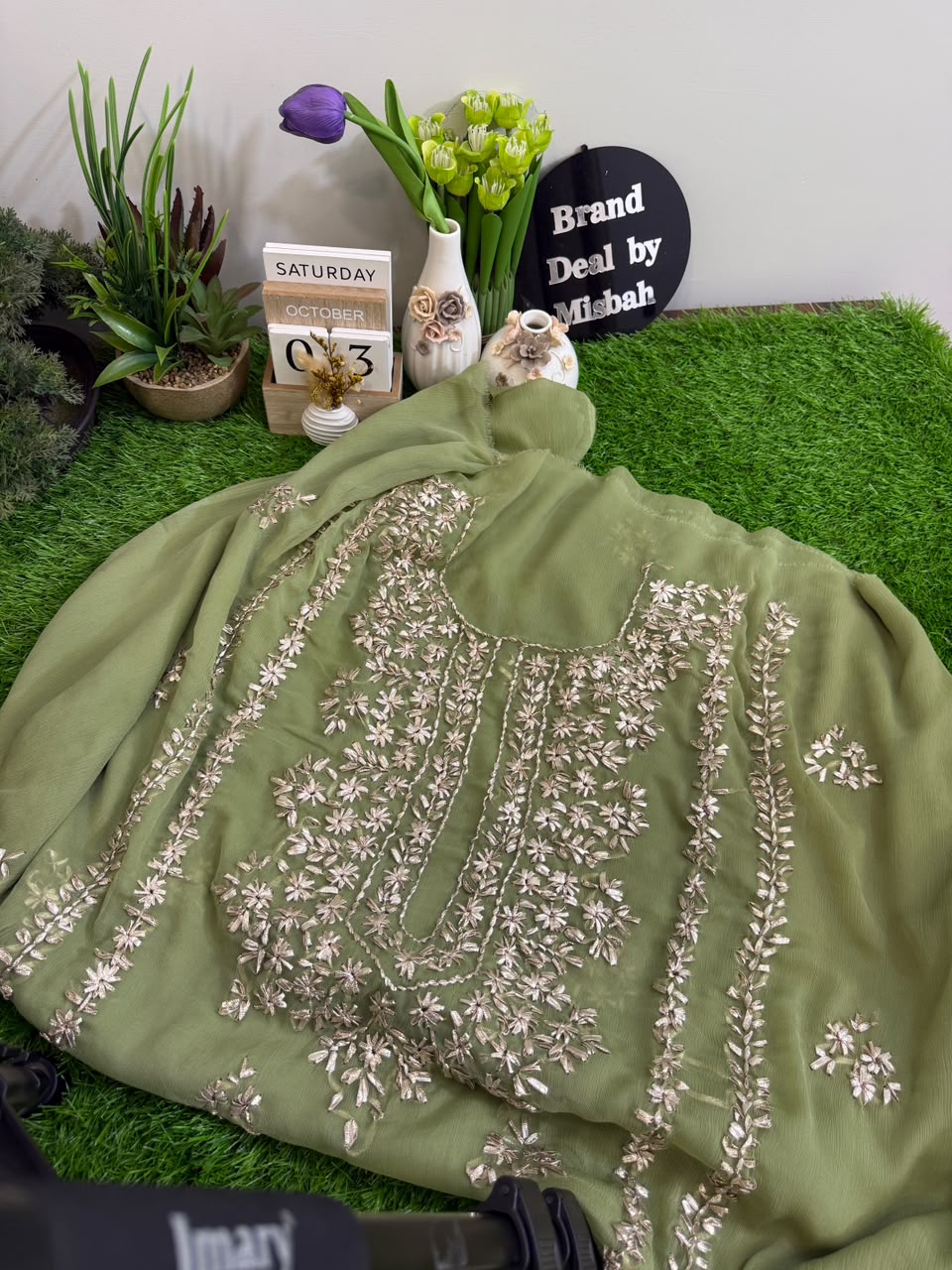 Luxury chiffon gotta work Shirt and Dupatta (G)