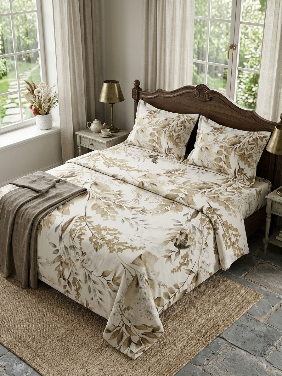 pure cotton stuff king size bed sheet with 2 pillow covers