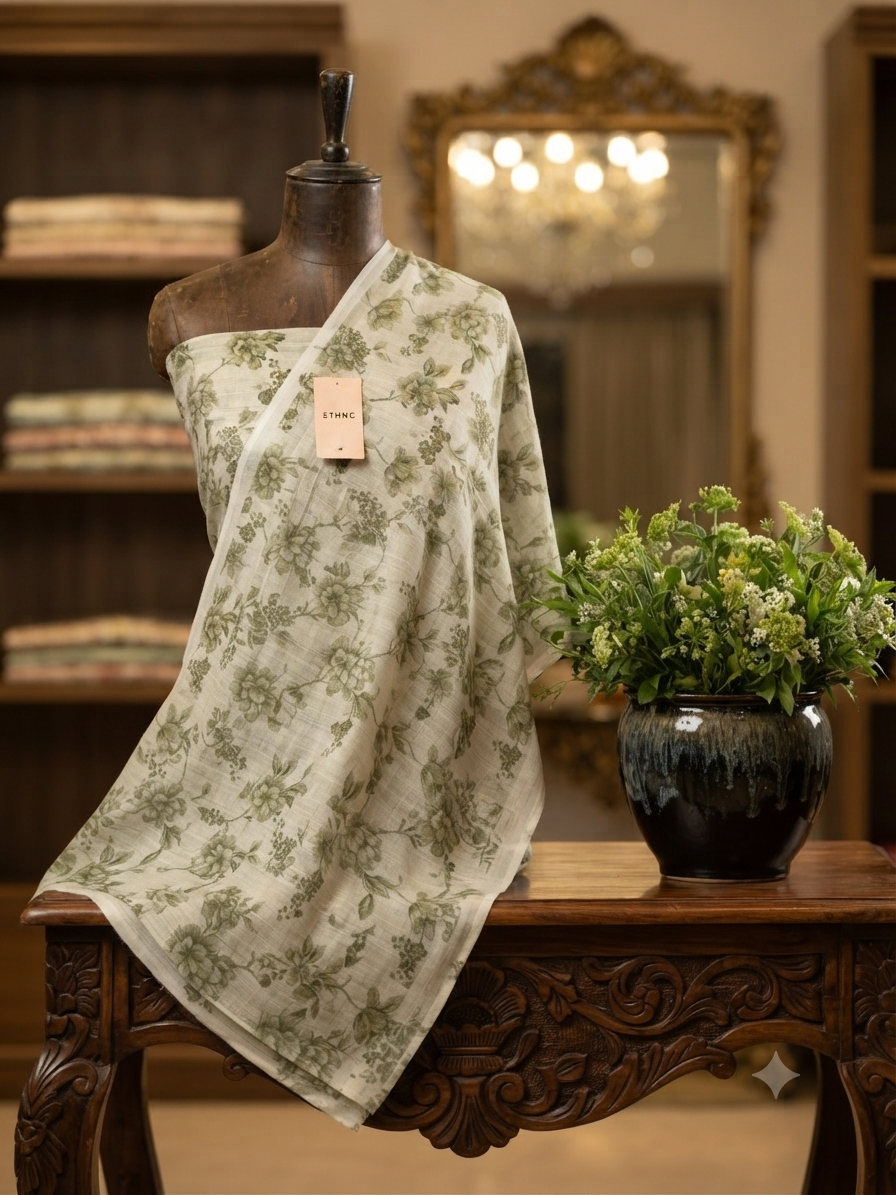 Ethnic 💯 orignal printed raw silk 2pc allover unstitched