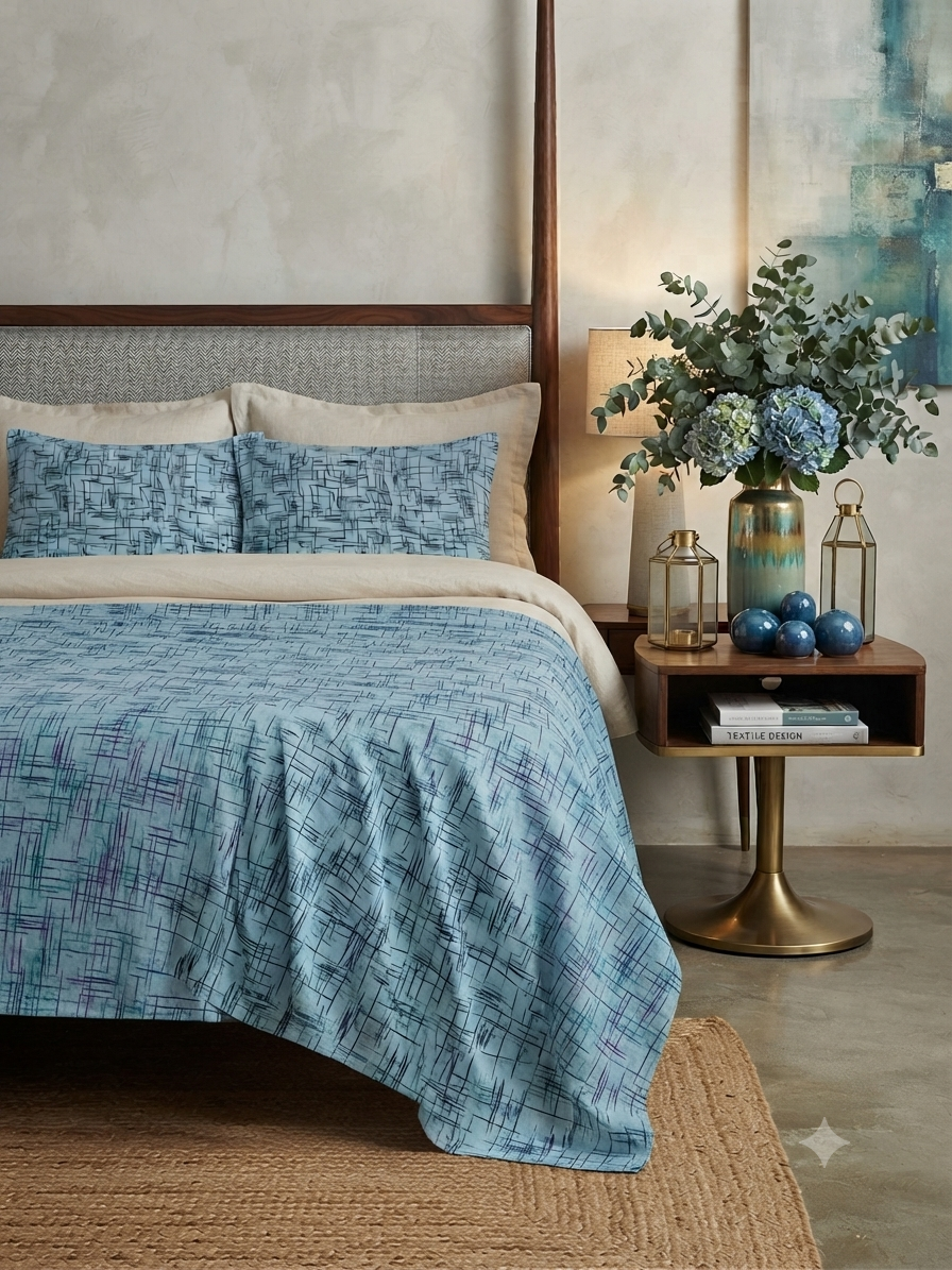 Sale printed cotton fabric bed sheet with 2 pilow covers