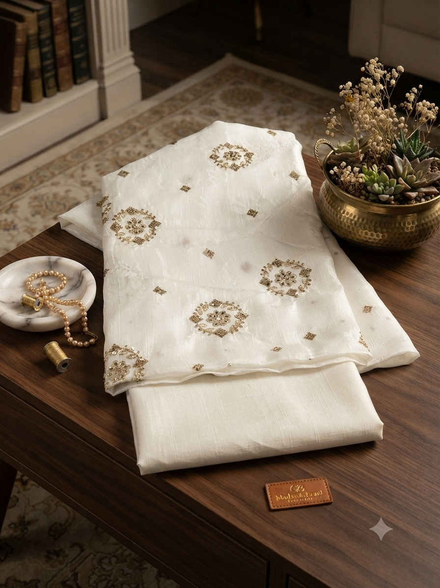 Embroided Raw silk 2pc dyeable
