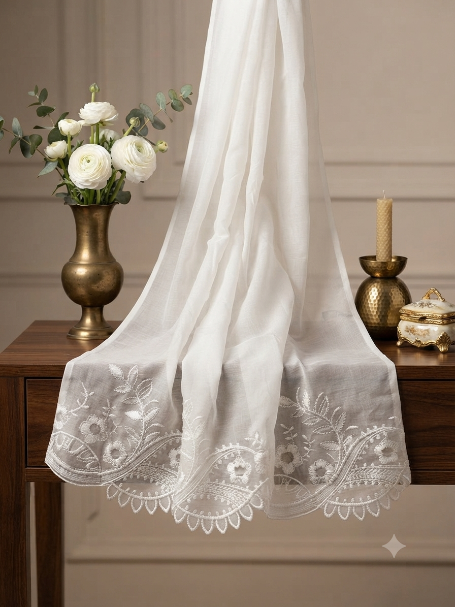 Sale embroided silk dupatta 2 sided
