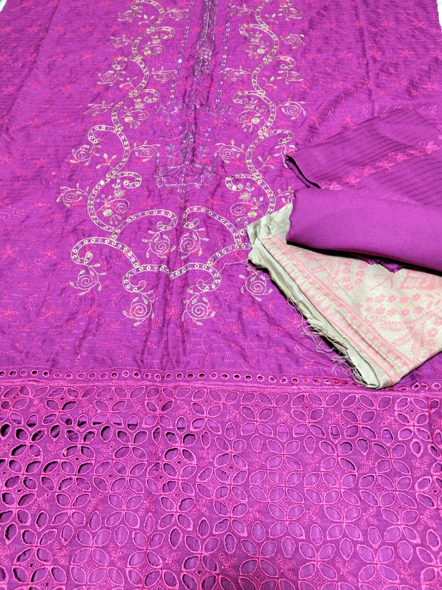 Sale embroided marina Linen 3pc with shawl