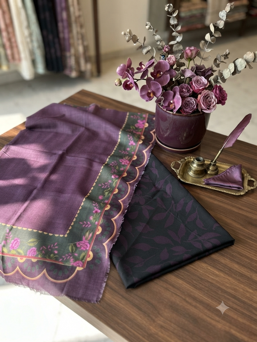 Sale Jazmine by baroque printed linen 3pc with printed wool shawl winter