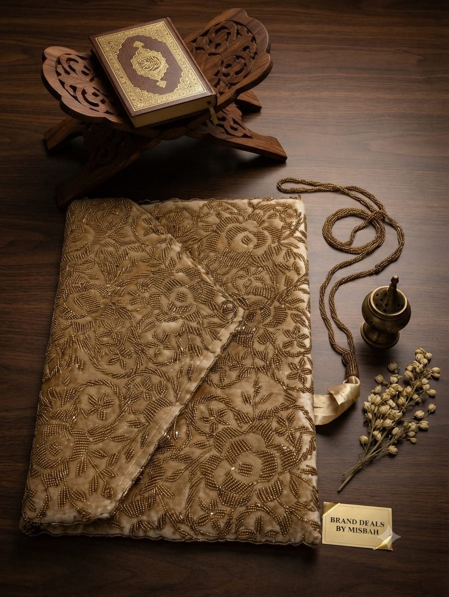 Quran pak ghilaf soft padded polyster filling hand made pearl work velvet base