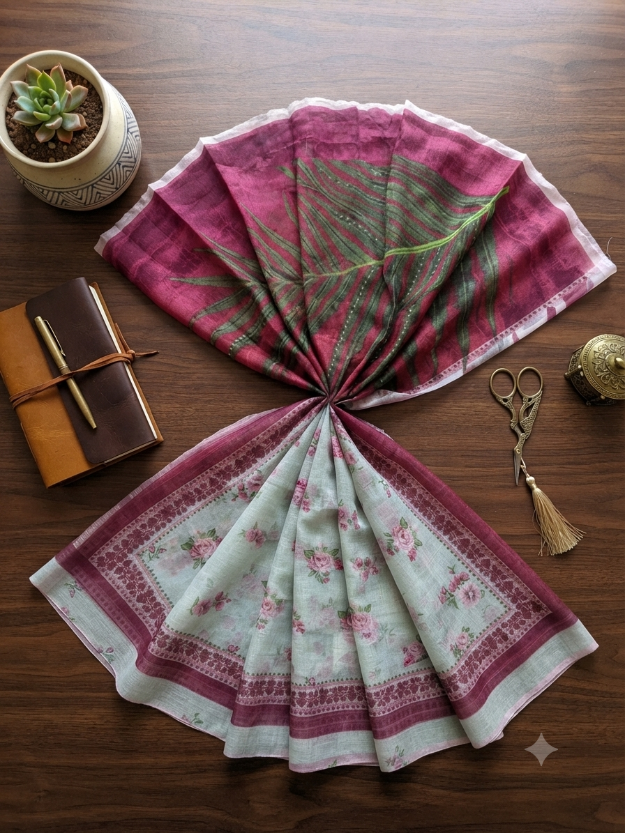 Sale printed chiffon dupatta+printed silk dupatta