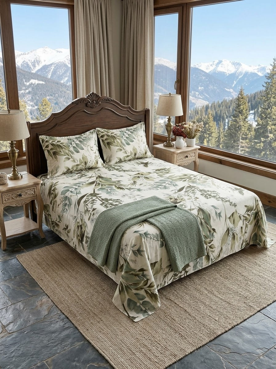 pure cotton stuff king size bed sheet with 2 pillow covers