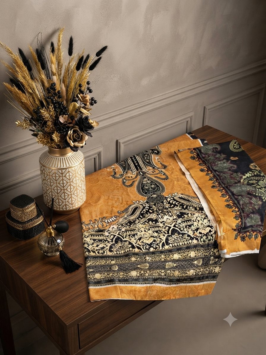 Sale Asim jofa printed linen 3pc with plain trouser and printed linen Dupatta
