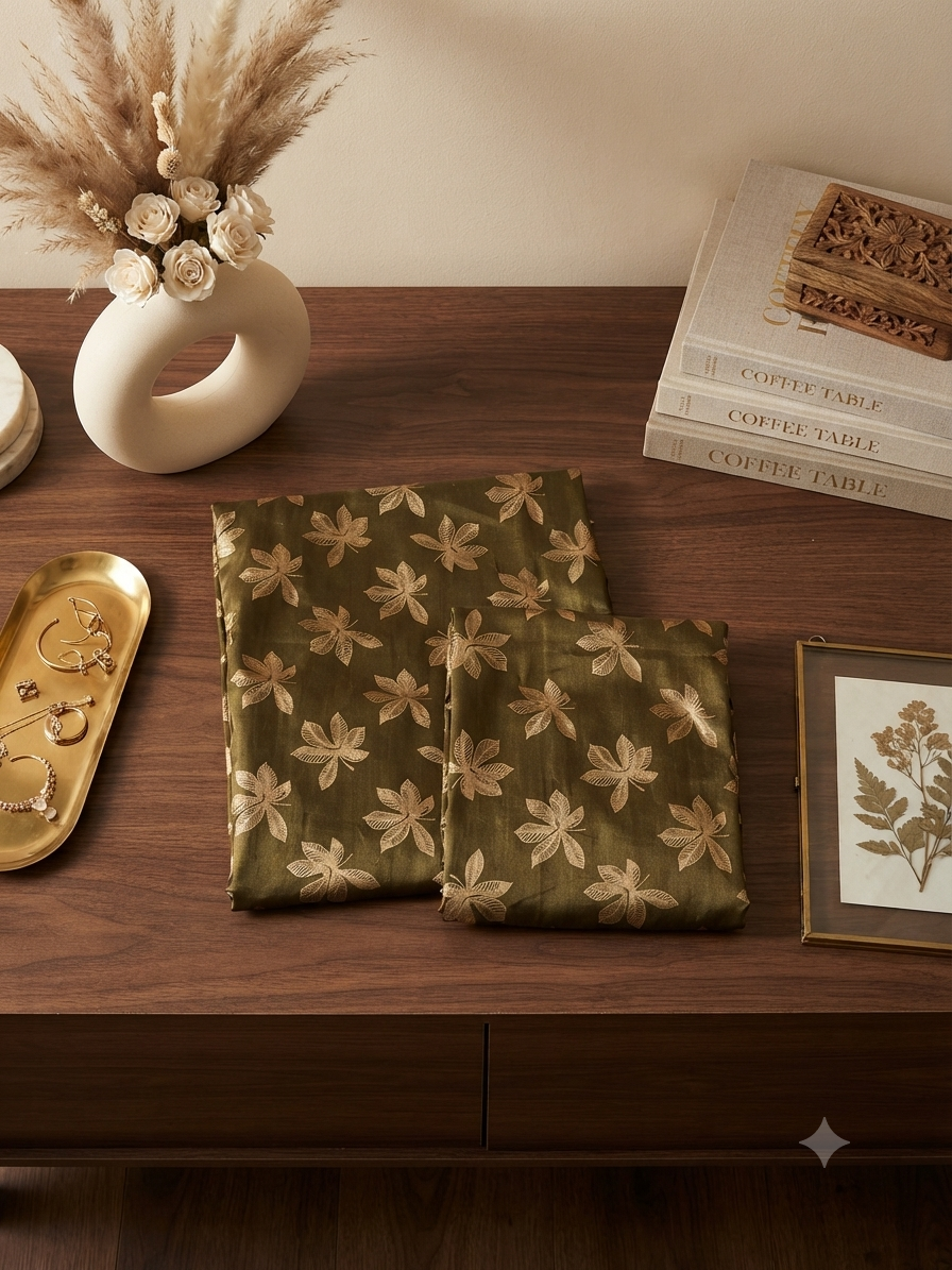 Block printed raw silk 2 pc