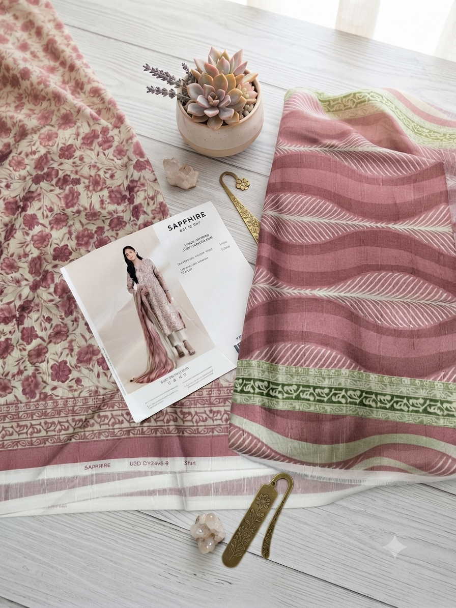 Sale sapphire printed khadar 2pc shirt and dupatta