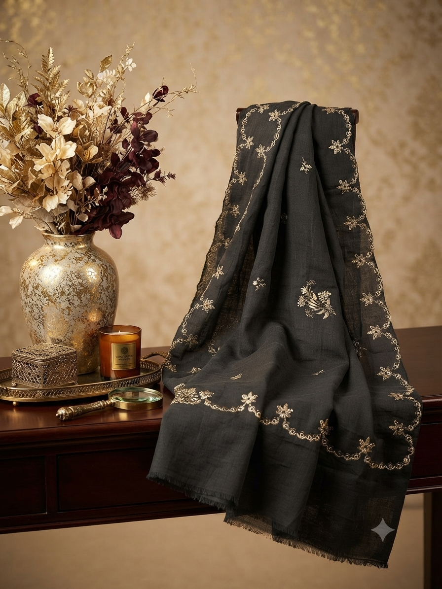 Sale Zaha embroided karandi fabric shawl